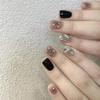 Handmade Nail Art, Black Halo Dyed Short Style, Compatible with Wearing Fake Nail Patches(M) view 1