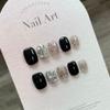 Handmade Nail Art, Black Halo Dyed Short Style, Compatible with Wearing Fake Nail Patches(M) view 2