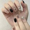 Handmade Nail Art, Black Halo Dyed Short Style, Compatible with Wearing Fake Nail Patches(M) view 4