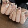 Handmade Fake Nail Patches with Butterfly Design and Pearl Enhancement for Short Round Nails(XS) view 1