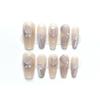 Handmade Wearing Armor, Detachable Pink Heart Sparkling Cat Eyes, Repeated Use of False Nails(Champagne,L) view 1