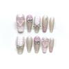 Handmade Wearing Armor, Detachable Pink Heart Sparkling Cat Eyes, Repeated Use of False Nails(Purple,M) view 1