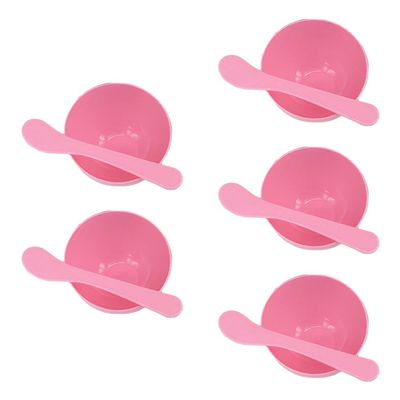 5 Sets Plastic Facial Mask Mixing Bowl with Plastic Spatula Facemask Bowl Mud Mask Mixing Bowl DIY Skin Care Mixing Tool Kit for Lady Women Home Beauty Salon Use, Pink