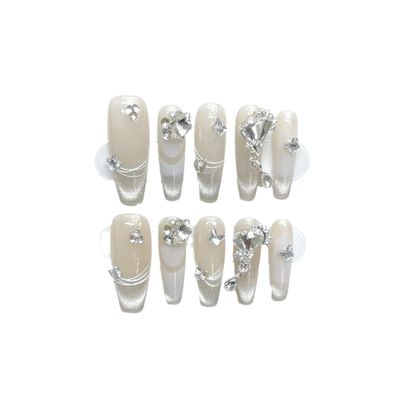 Naked Skin Shining Diamond Handmade Wearable Nail Beauty Patch Detachable False Nail Patch(S)