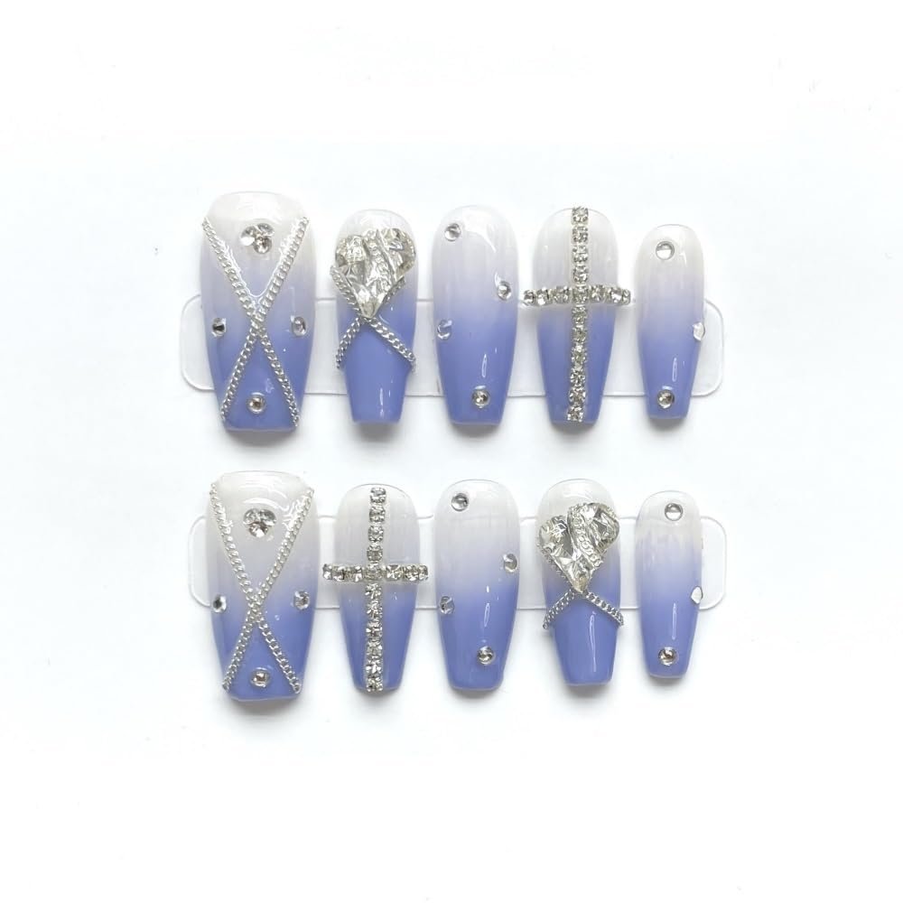 Handmade Wearing Armor, Detachable Pink Heart Sparkling Cat Eyes, Repeated Use of False Nails(Yellow,S)