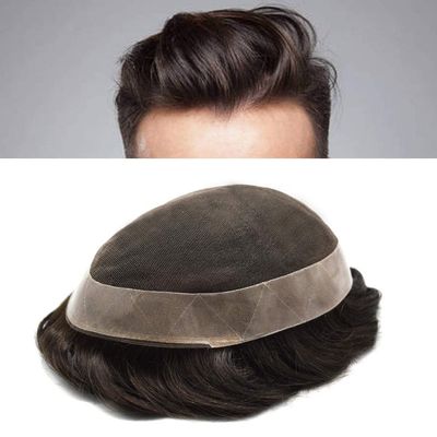 Hair Wonders Toupee For Men Real Human Hair Piece For Men Real Hairline Toupee Lace Men Hairpiece Mens Hair System Protesis Capilar Hombre 6X9#3 Dark Brown 120% Density