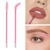 100Pcs Disposable Mascara Wands Spoolie Brush Double-Ended Dual Mascara Brush Spoolie Lip Brush Makeup Grooming Tool (Nylon Light Pink,100) view 2