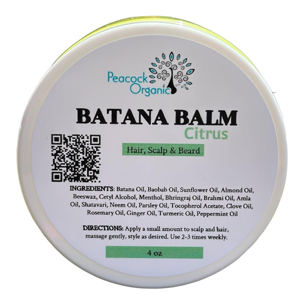Batana Hair and Beard Balm - Transforms Dull, Flat, Dry Hair into Thick, Shiny, Luscious Hair - 2oz (Peach)