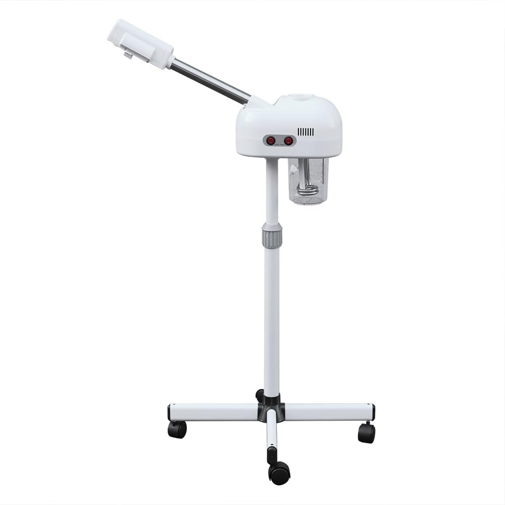 800W Beauty Sprayer, Electric Facal Steamer, 360 Rotating Nozzle & Universal Wheel, Height Adjustable, for Home, Hair Salon, Private Care (White)
