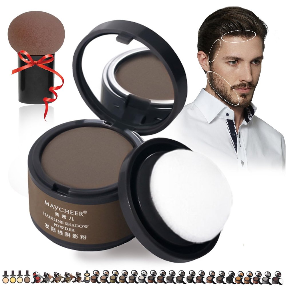DENGWANG Waver loo Magic Root Cover Up, Waberlo Magic Root Cover Up, 30 Colors Hairline Contouring Shadow Powder with Mirror and Cushion, Can be Used on Hairline, Beard, Eyebrows (#29 Smoky Gray)