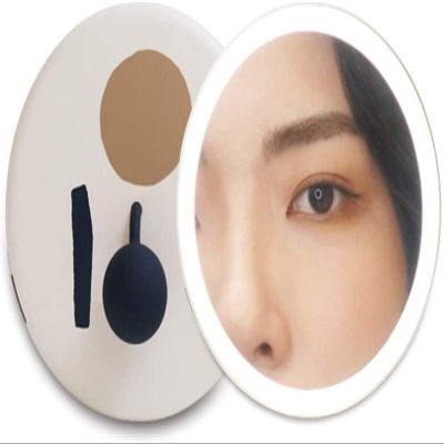 4.5-inch Mirror Holding Portable Mirror Rechargeable Portable LED Fill Light Mirror with Light Makeup Makeup Mirror Small Folding