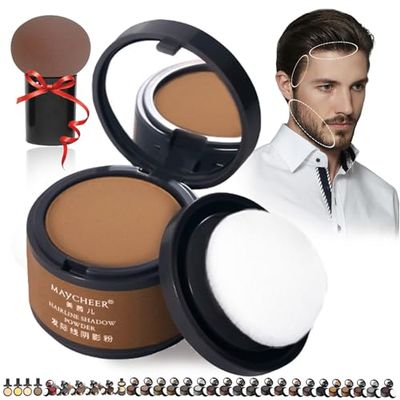 DENGWANG Waver loo Magic Root Cover Up, Waberlo Magic Root Cover Up, 30 Colors Hairline Contouring Shadow Powder with Mirror and Cushion, Can be Used on Hairline, Beard, Eyebrows (#13 Golden Bronze)