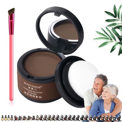 Maycheer Hair Shadow Powder - Magic Root Cover Up, 30 Colors Grey Hair Coverage Touch Up with Mirror and Cushion (#20 Burnt Brown)