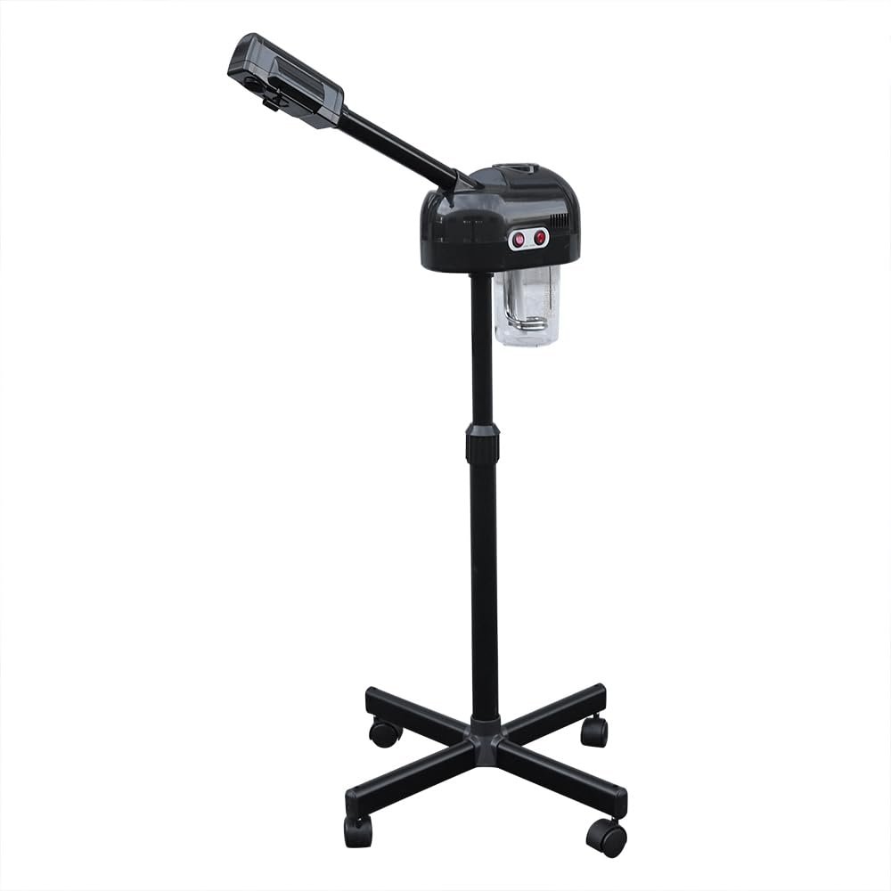 800W Beauty Sprayer, Electric Facal Steamer, 360 Rotating Nozzle & Universal Wheel, Height Adjustable, for Home, Hair Salon, Private Care (Black)