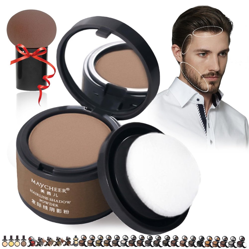 DENGWANG Waver loo Magic Root Cover Up, Waberlo Magic Root Cover Up, 30 Colors Hairline Contouring Shadow Powder with Mirror and Cushion, Can be Used on Hairline, Beard, Eyebrows (#26 Light mocha)