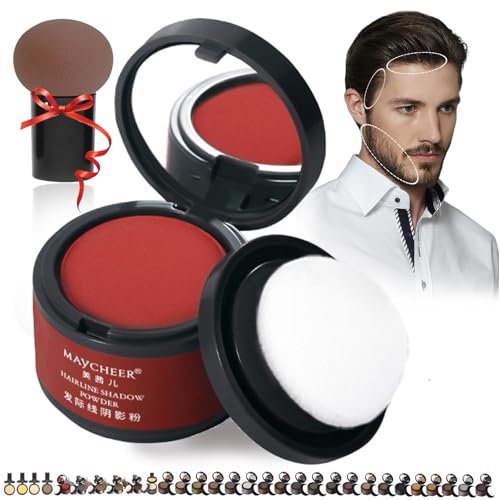 DENGWANG Waver loo Magic Root Cover Up, Waberlo Magic Root Cover Up, 30 Colors Hairline Contouring Shadow Powder with Mirror and Cushion, Can be Used on Hairline, Beard, Eyebrows (#11 Red)