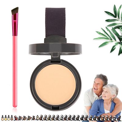 Maycheer Hairline Shadow Powder, Magic Root Cover Up, 30 Colors Grey Coverage Touch Up, Hair Powder for Gray Coverage With Mirror and Cushion (#24 Almond Orange)