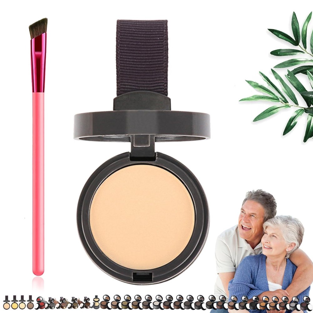 Maycheer Hairline Shadow Powder, Magic Root Cover Up, 30 Colors Grey Coverage Touch Up, Hair Powder for Gray Coverage With Mirror and Cushion (#24 Almond Orange)