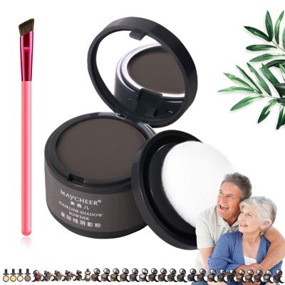 Maycheer Hair Shadow Powder - Magic Root Cover Up, 30 Colors Grey Hair Coverage Touch Up with Mirror and Cushion (#19 Silver Black)