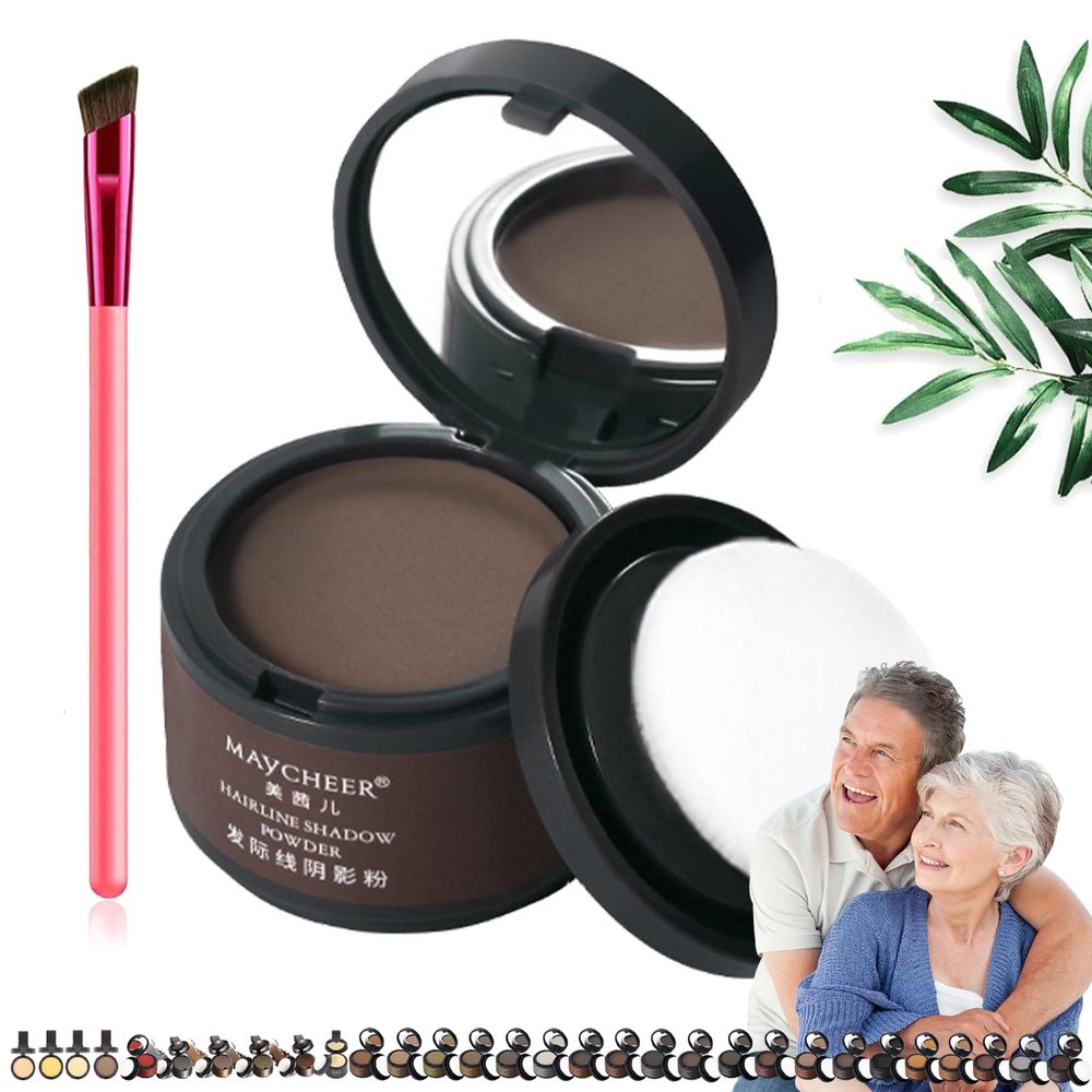 Maycheer Hair Shadow Powder - Magic Root Cover Up, 30 Colors Grey Hair Coverage Touch Up with Mirror and Cushion (#15 Sickle-Purple)