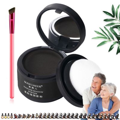 DENGWANG Maycheer Hairline Shadow Powder, Maycheer Hair Shadow, Magic Root Cover Up, 30 Colors Grey Hair Coverage Touch Up, Hair Powder for Gray Hair Coverage with Mirror and Cushion (#5 Hey black)