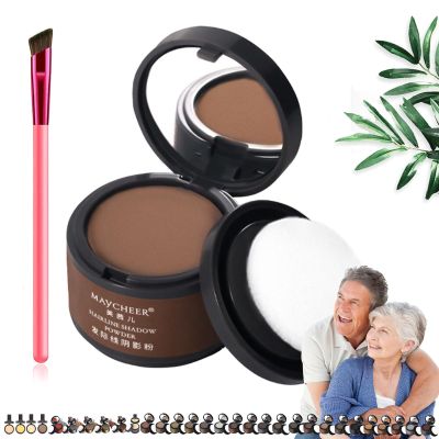 Maycheer Hairline Shadow Powder, Maycheer Hair Shadow, Magic Root Cover Up, 30 Colors Grey Hair Coverage Touch Up, Hair Powder for Gray Hair Coverage with Mirror and Cushion (#25 Rusty brown)
