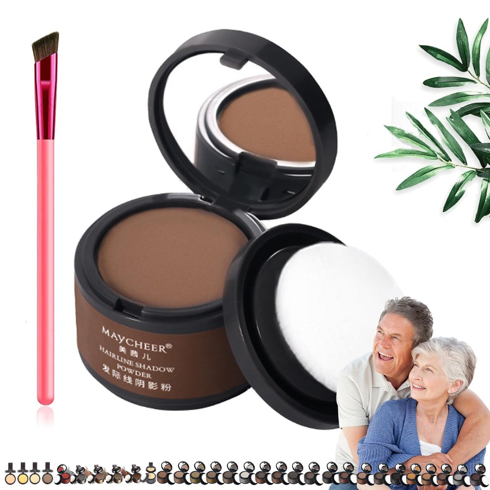 Maycheer Hairline Shadow Powder, Maycheer Hair Shadow, Magic Root Cover Up, 30 Colors Grey Hair Coverage Touch Up, Hair Powder for Gray Hair Coverage with Mirror and Cushion (#25 Rusty brown)
