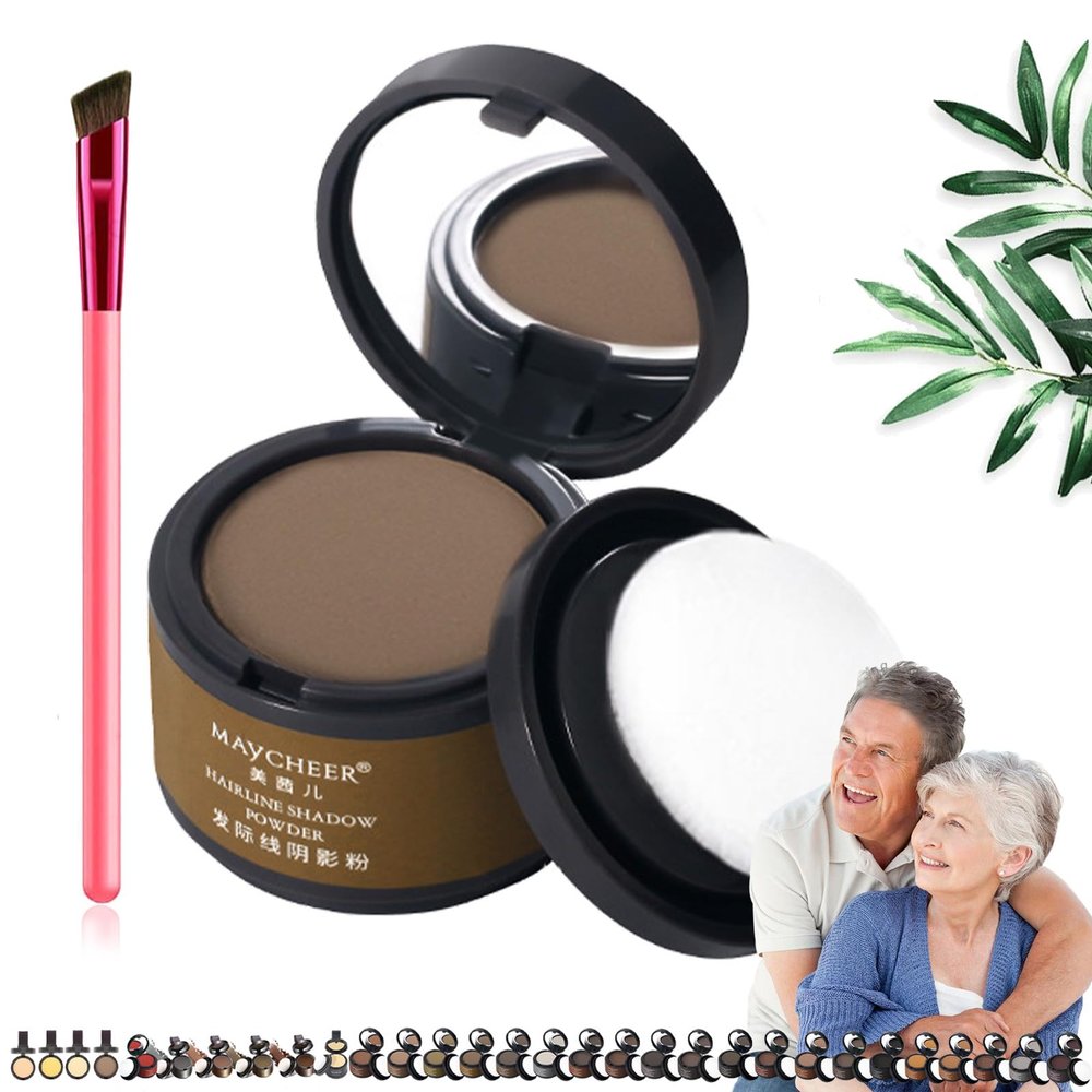 DENGWANG Maycheer Hairline Shadow Powder, Maycheer Hair Shadow, Magic Root Cover Up, 30 Colors Grey Hair Coverage Touch Up, Hair Powder for Gray Hair Coverage with Mirror and Cushion (#28 Dark mocha)