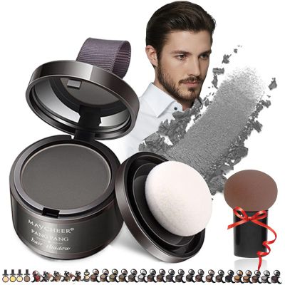 DENGWANG Waver loo Magic Root Cover Up, Waberlo Magic Root Cover Up, 30 Colors Hairline Contouring Shadow Powder with Mirror and Cushion, Can be Used on Hairline, Beard, Eyebrows (#4 Gray)