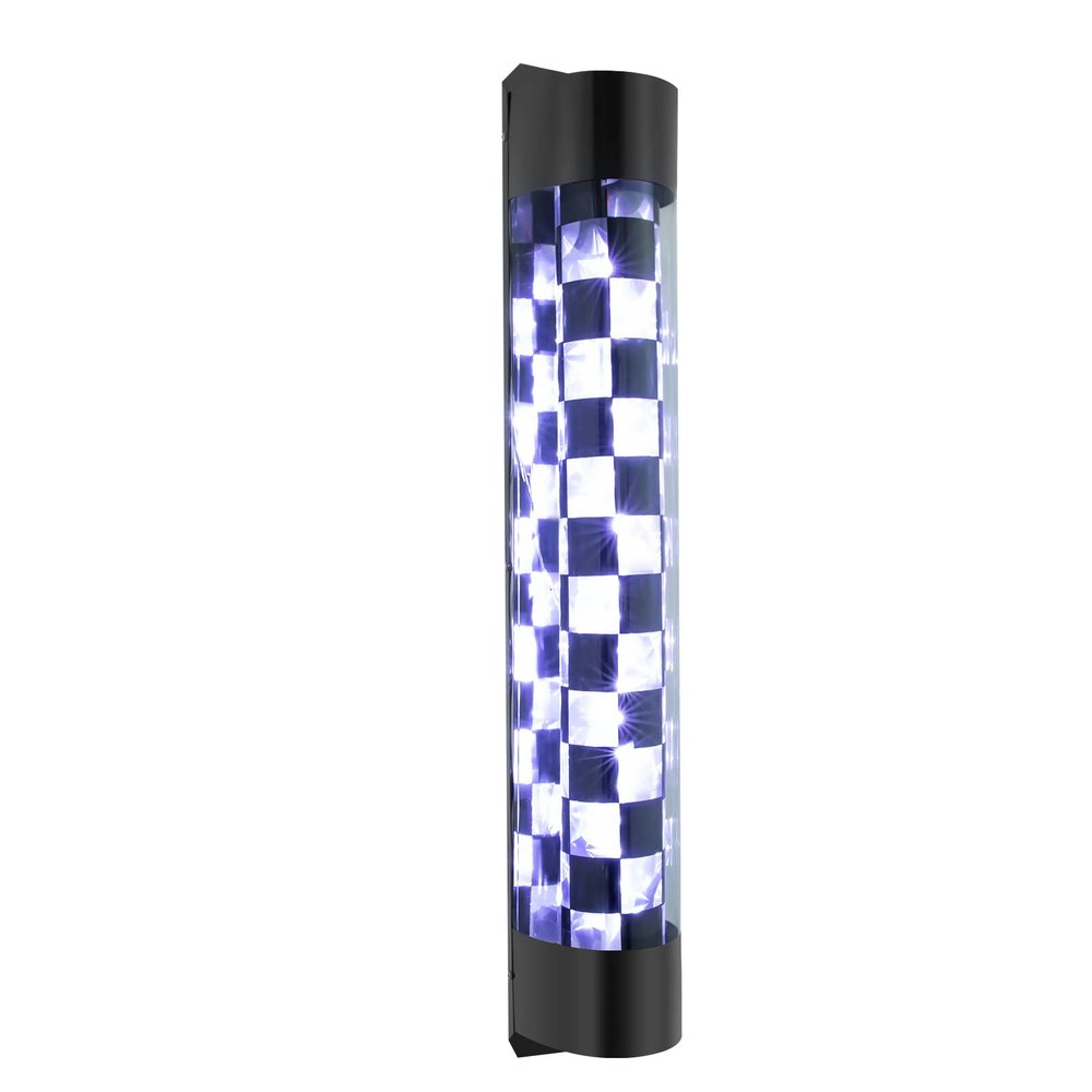 AngelcityCC Barber Pole Black White LED Light, 34 in Traditional Barber Shop Rotating Light Sign Light Box Rainproof Hairdressing Salon Wall Lamp