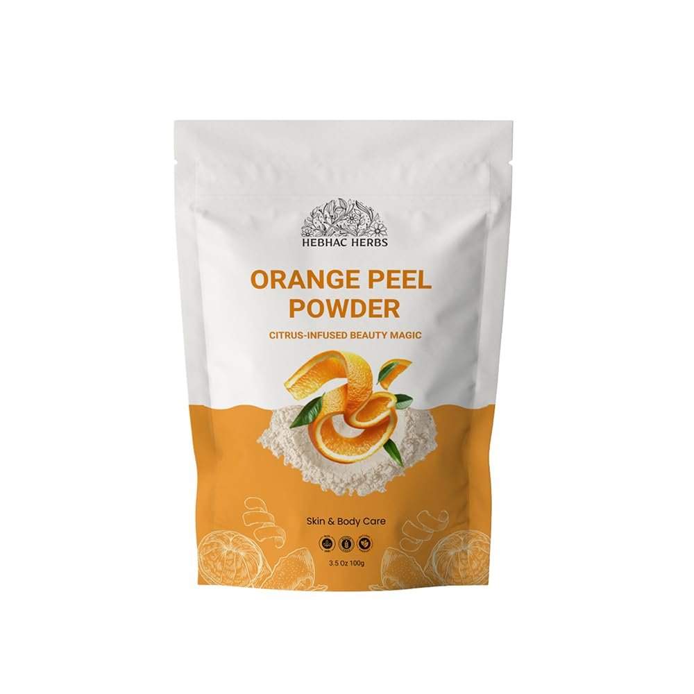 Hebhac Herbs Orange Peel Powder For Skin Care, Face Scrub, Facial Mask, 100% Pure & Natural Orange Peel Powder | Free from colours and Preservatives. (100g)