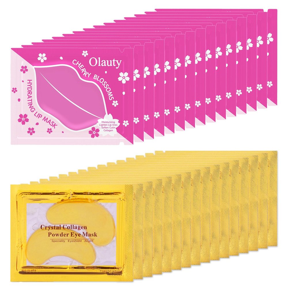 30 Pairs Lip Mask and Under Eye Patches, Crystal Collagen Eye Mask for Puffy Eyes, Effectively Nourishes Eye Masks Skincare, Face Mask Bulk, Lip Mask Bulk, Party Favors, Bulk Gifts, Cheer Gifts