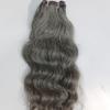 Grey Human Hair Wavy Weave Bundles, 100 Grams, Pack of 1, Natural Grey Salt and Pepper Extensions, Indian Human Hair Wavy (Normal Grey 50% Black 50% White, 14 Inches) view 1