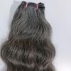 Grey Human Hair Wavy Weave Bundles, 100 Grams, Pack of 1, Natural Grey Salt and Pepper Extensions, Indian Human Hair Wavy (Normal Grey 50% Black 50% White, 14 Inches) view 2