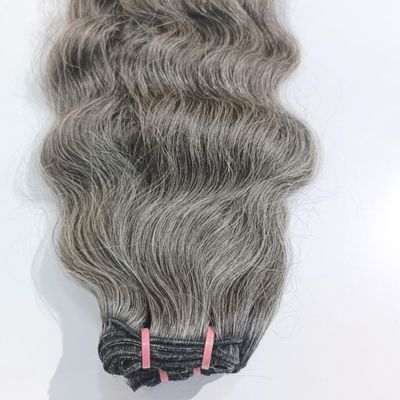 Generic Grey Human Hair Wavy Weave Bundles, 100 Grams, Pack of 1, Natural Grey Salt and Pepper Extensions, Indian Human Hair Wavy (Light Grey 30% Black 70% White, 12 Inches)