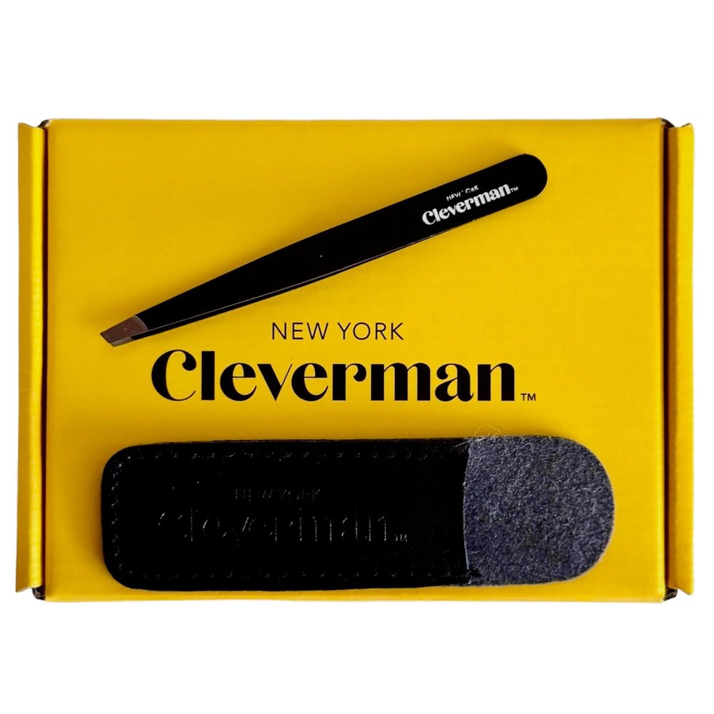 Cleverman Precision Slant Tweezer  Expert Eyebrow and Facial Hair Removal, Ideal for Ingrown Hair & Splinters, Travel Tweezer