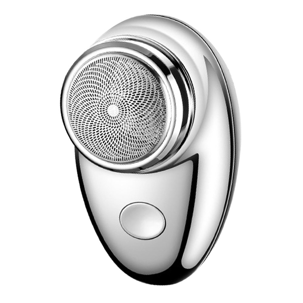 FashionCha Compact Men's Shaver for Facial Hair Removal Portable Grooming Tool, Silver Plating