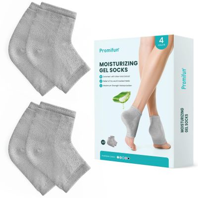 Moisturizing Heel Socks for Cracked Heel Treatment - Promifun 2 Pairs Moisturizer Socks - Heel Socks for Dry Cracked Feet - Cracked Heel Repair - Heel Socks for Women & Men (Gray)