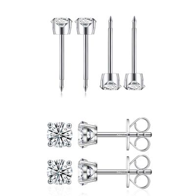 2 Pairs of Ear Piercing Kit and 2 Pairs of Moissanite Stud Earrings for Women, Lab-Created Diamond Eearrings with Gold Plated 925 Sterling Silver, Best Daint