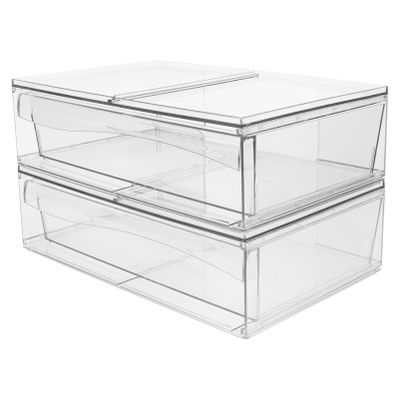 Alipis 2pcs Detachable Acrylic Cosmetic Organizer Drawer Stackable Makeup Storage Box for Bathroom Vanity Desktop Organizer for Cosmetics and Accessories