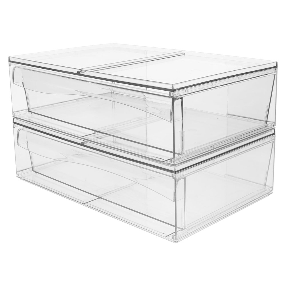 Alipis 2pcs Detachable Acrylic Cosmetic Organizer Drawer Stackable Makeup Storage Box for Bathroom Vanity Desktop Organizer for Cosmetics and Accessories