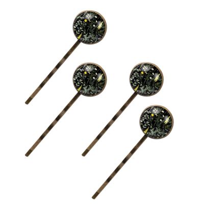 4 PCS Womens Hair Barrettes, Cute Herbs and Floral Meadow Collection Long Bobby Hair Pins for Girls, Stainless Steel Hair Clips Headwear Styling Tools Hair Accessories