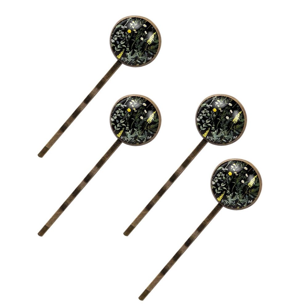 4 PCS Womens Hair Barrettes, Cute Herbs and Floral Meadow Collection Long Bobby Hair Pins for Girls, Stainless Steel Hair Clips Headwear Styling Tools Hair Accessories