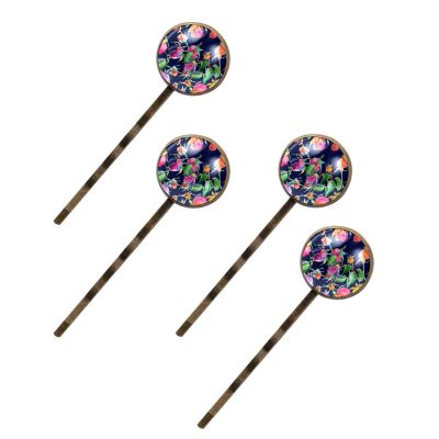 4 Pcs Hair Pins for Women, Seamless Watercolor Rose Hip Pattern Long Bobby Pins Vintage Hairpins Decorative Elephant Hair Barrettes with Jewelry Gift Box