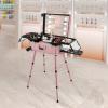 Aluminum Trolley Makeup Train Case with LED Light & Adjustable Legs, Portable Travel Rolling Makeup Train Case Lockable Cosmetic Organizer Lighted Makeup Vanity Station with 4 Removable Wheels (Pink) view 2