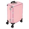 Aluminum Trolley Makeup Train Case with LED Light & Adjustable Legs, Portable Travel Rolling Makeup Train Case Lockable Cosmetic Organizer Lighted Makeup Vanity Station with 4 Removable Wheels (Pink) view 4