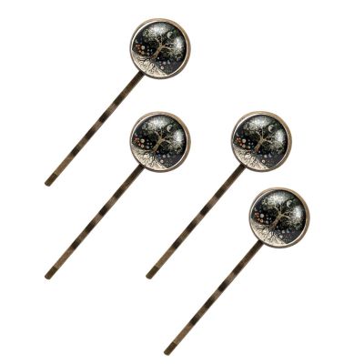 4 Pcs Hair Pins for Women, Aesthetic Moon Phase Tree of Life Colorful Butterfly Long Bobby Pins Vintage Hairpins Decorative Elephant Hair Barrettes with Jewelry Gift Box