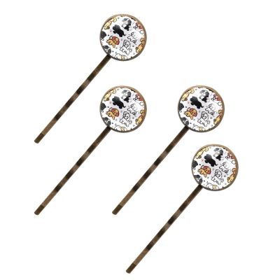 4 Pieces Bobby Pins Hair Clips for Women, Cartoon Doodle Puppy Dogs Decorative Hairpin Hair Barrettes for Girls, Elegant Brown Hair Accessories
