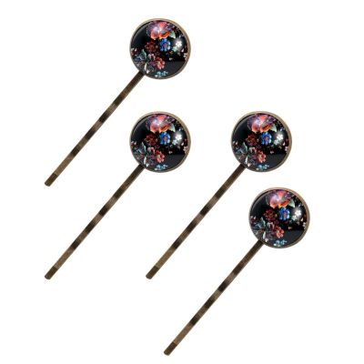 4 Pcs Hair Pins for Women, Colorful Abstract Floral Digital Pattern Long Bobby Pins Vintage Hairpins Decorative Elephant Hair Barrettes with Jewelry Gift Box