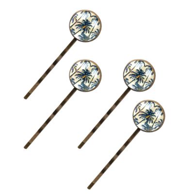4 Pieces Bobby Pins Hair Clips for Women, Summer Palms Tree Pattern Decorative Hairpin Hair Barrettes for Girls, Elegant Brown Hair Accessories